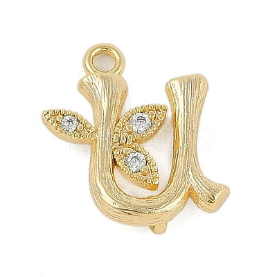 Brass Crystal Rhinestone Letter Links Connector Charms KK-S395-06G-U-1