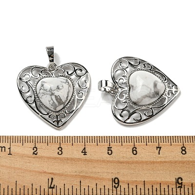 Natural Howlite Peach Love Heart Pendants G-G158-01A-1