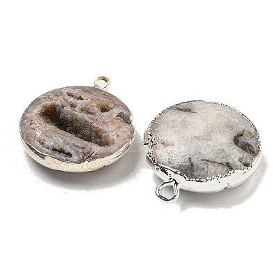 Electroplated Natural Druzy Agate Pendants G-A229-01F-1