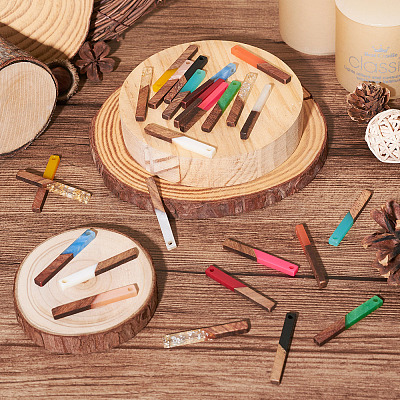 26Pcs 13 Styles Transparent & Opaque Resin & Walnut Wood Pendants RESI-TA0002-57-1