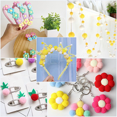 400Pcs 4 Colors Polyester Pom Pom Balls DIY-SC0031-37D-1