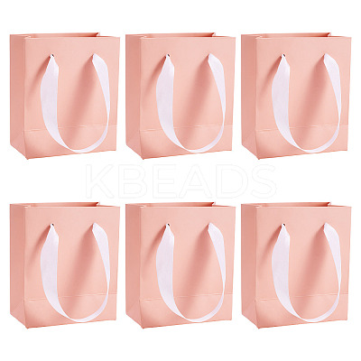 6Pcs Rectangle Paper Gift Storage Bags with Ribbon Handles ABAG-TA0001-65D-1