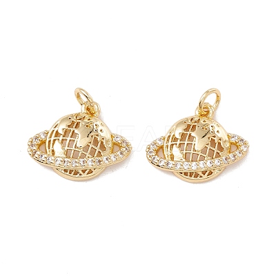 Brass Micro Pave Clear Cubic Zirconia Charms KK-G415-33G-1