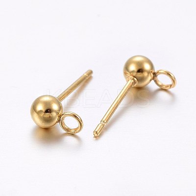 304 Stainless Steel Ball Stud Earring Findings STAS-E436-17B-G-1