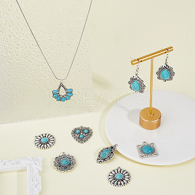14Pcs 7 Styles Tibetan Style Alloy Pendants FIND-HY0002-03-1