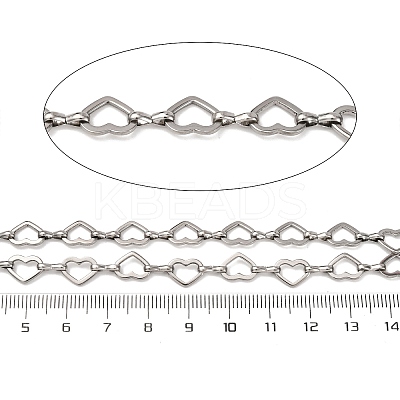 304 Stainless Steel Heart Link Chains CHS-S012-18P-1