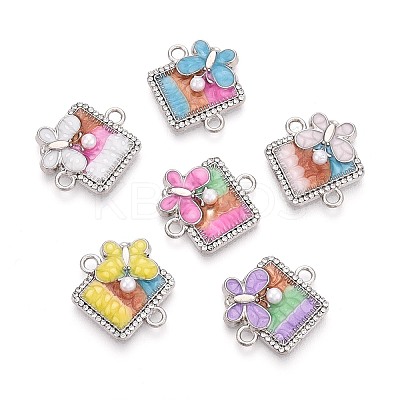 Alloy Crystal Rhinestone and ABS Imitation Pearl Connector Charms PALLOY-T092-09P-1