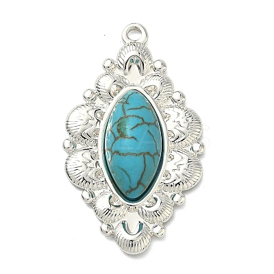 304 Stainless Steel with Dyed Synthetic Turquoise Pendants STAS-G374-05S-16-1