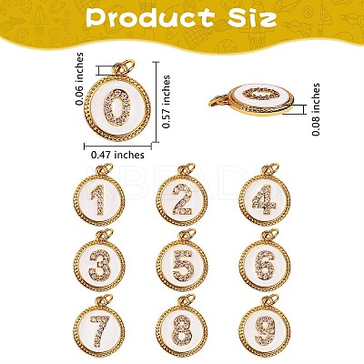 10Pcs 10 Style Brass Micro Pave Clear Cubic Zirconia Charms ZIRC-SZ0001-53-1