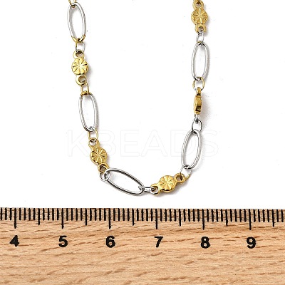 304 Stainless Steel Flower Link Chain Necklaces for Women NJEW-A046-02C-GP-1