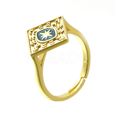 Brass Enamel Adjustable Rings for Women RJEW-S399-15G-1