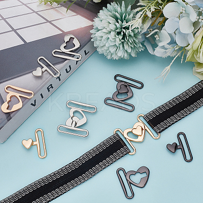 6Pcs 3 Colors Heart Alloy Belt Strap Buckles FIND-WR0010-57-1