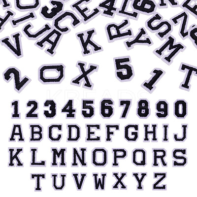 36Pcs 2 Sets 2 Styles Letter A~Z & Number 0~9 Polyester Embroidery Sew On Patches Sets PATC-TA0001-55G-1