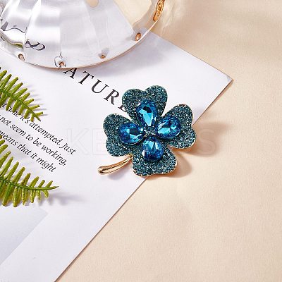 Cubic Zirconia Clover Brooch Pin JBR105E-1