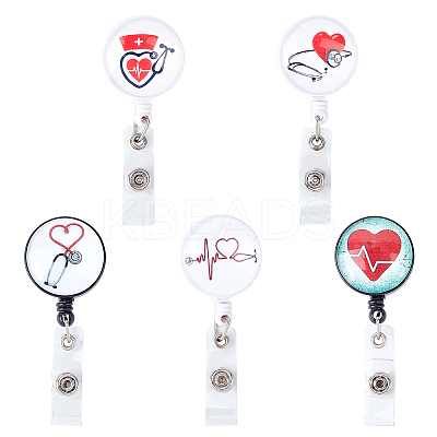 Glass Retractable Badge Reel AJEW-FH0001-11-1