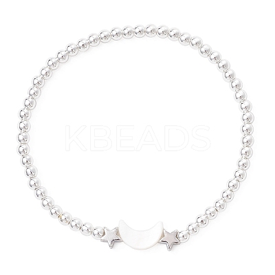 Electroplate Non-magnetic Synthetic Hematite Round Beads Stretch Bracelets BJEW-JB12584-02-1