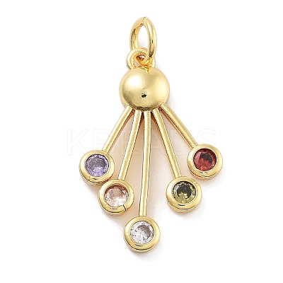 Rack Plating Brass Micro Pave Cubic Zirconia Pendants KK-Z071-74G-02-1