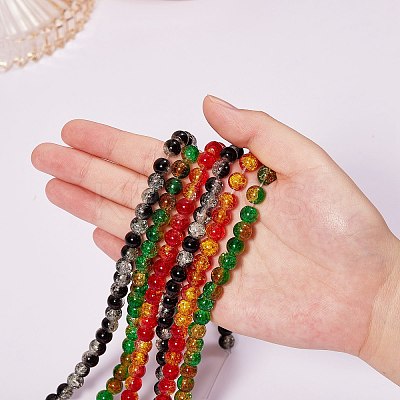 Two Tone Crackle Glass Bead Strands CCG-SZ0001-01-1