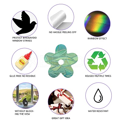 2PCS 2 Styles PVC Stickers Dazzling Color Window Stickers 3D Laser Flower Electrostatic Glass Window Stickers JX826A-1
