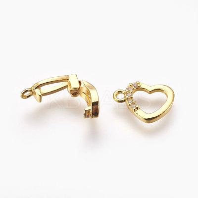 Brass Micro Pave Cubic Zirconia Fold Over Clasps KK-P164-09G-1