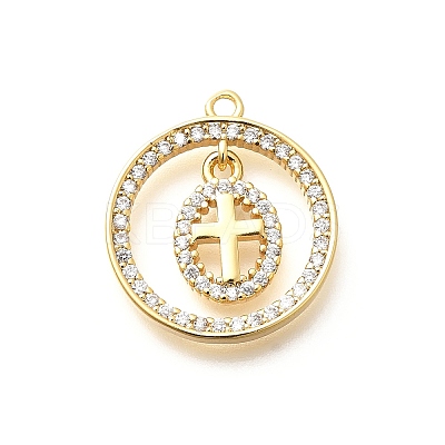 Brass Micro Pave Cubic Zirconia Pendants KK-G519-07G-04-1