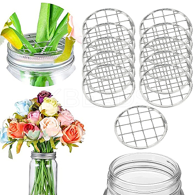 15Pcs Galvanized Iron Mason Jar Flower Frog Lid AJEW-GF0007-42-1