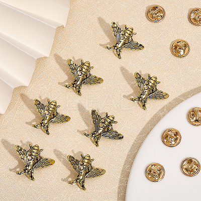12Pcs Alloy Bees Lapel Pin JEWB-CA0001-36AG-1