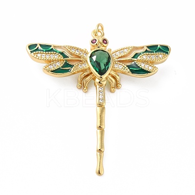 Rack Plating Brass Micro Pave Cubic Zirconia Pendants X-KK-E281-07G-01-1