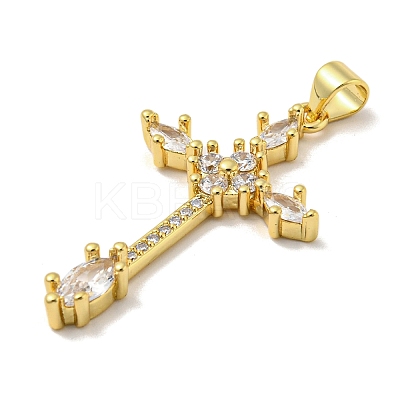 Rack Plating Brass Micro Pave Cubic Zirconia Pendants KK-F869-15G-1