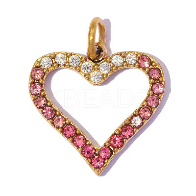 304 Stainless Steel with Rhinestone Charms RB-OY001-34G-01-1