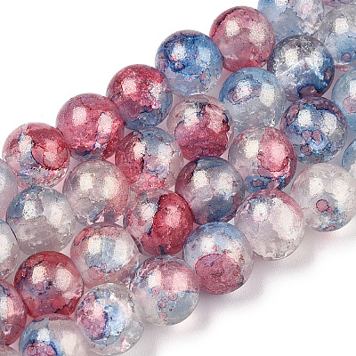 Baking Paint Crackle Glass Bead Strands DGLA-R053-05H-1