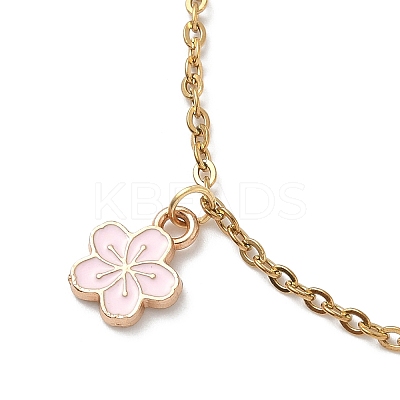 Flower Alloy Enamel Charm Bracelets BJEW-JB12285-03-1