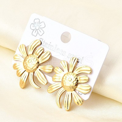 304 Stainless Steel Flower Stud Earrings EJEW-P312-03A-G-1