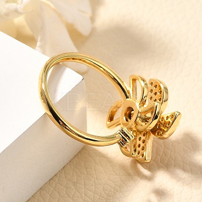 Flower Rotatable Finger Ring for Women RJEW-U035-01G-07-1