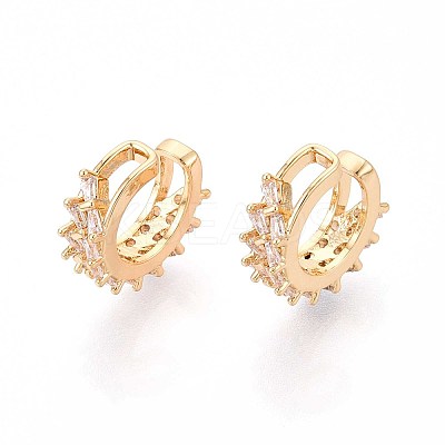 Brass Micro Pave Clear Cubic Zirconia Cuff Earrings EJEW-T047-56G-1