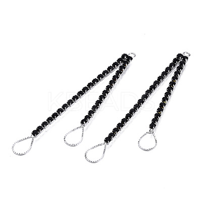 Brass Pave Crystal Rhinestone Chain with Teardrop Big Pendants KK-N216-424-02P-1