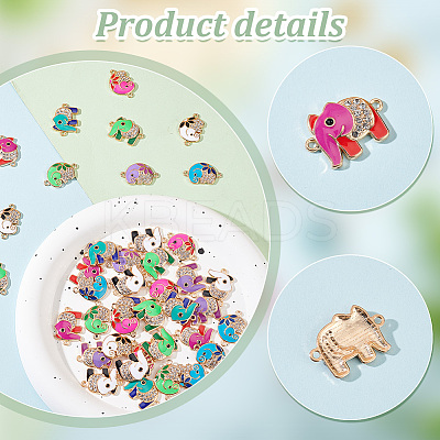 50Pcs 10 Colors Alloy Crystal Rhinestone Connector Charms PALLOY-PH00022-25-1