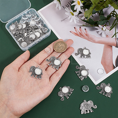DIY Blank Dome Elephant Pendant Making Kit DIY-PH0013-41-1