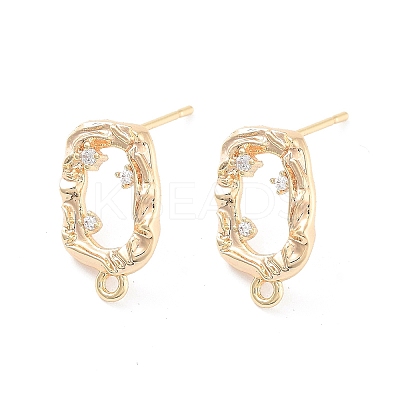 Brass Micro Pave Cubic Zirconia Stud Earring Findings KK-E107-23G-1