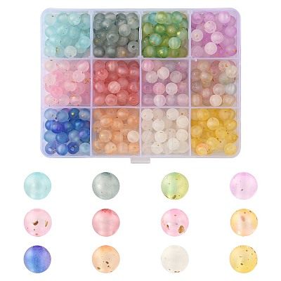 360Pcs 12 Colors Frosted Transparent Acrylic Beads OACR-FS0002-23-1