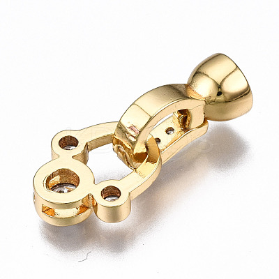 Brass Micro Pave Clear Cubic Zirconia Fold Over Clasps KK-T063-61G-NF-1
