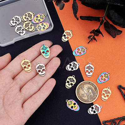18Pcs 3 Style Ion Plating(IP) 201 Stainless Steel Pendants STAS-DC0004-71-1