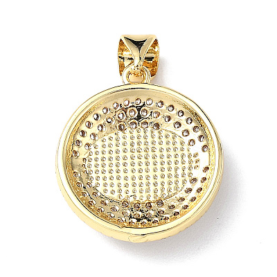 Real 18K Gold Plated Brass Clear Cubic Zirconia Pendants ZIRC-L102-12G-1