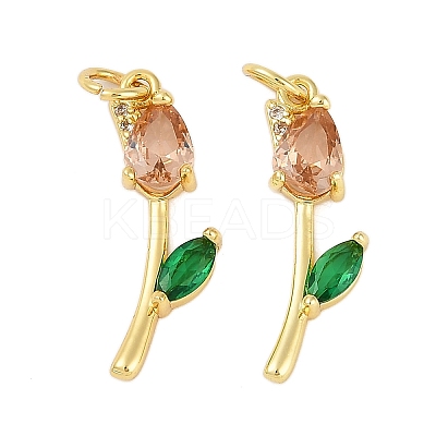 Rack Plating Brass Micro Pave Cubic Zirconia Pendants KK-R166-09G-03-1