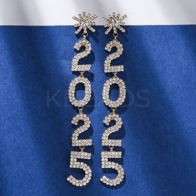 Brass Rhinestone Stud Earrings LS-EJEW-Q012-02G-1