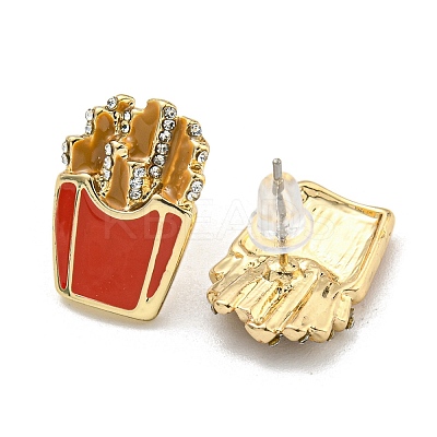 Pizza French Fries Ice Cream Alloy Rhinestone Stud Earrings EJEW-A043-01-1