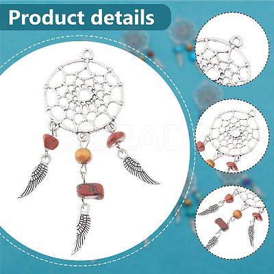 30Pcs 5 Colors Dyed Natural Magnesite & Amethyst & Green Aventurine & Red Jasper & Rose Quartz Big Pendants PALLOY-DC00027-1
