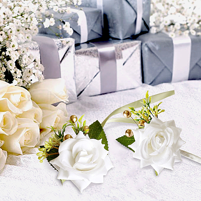 2Pcs 2 Style Cloth Flower Boutonniere Brooch AJEW-CP0001-58A-1
