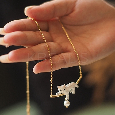Brass Necklaces for Girls NJEW-D068-01G-1