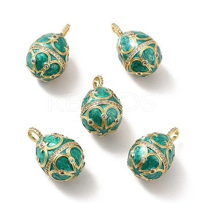 Rack Plating Brass Micro Pave Cubic Zirconia Enamel Pendants KK-M230-11G-1